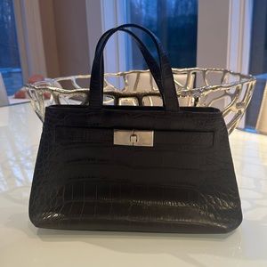 Black perforated skin Handbag